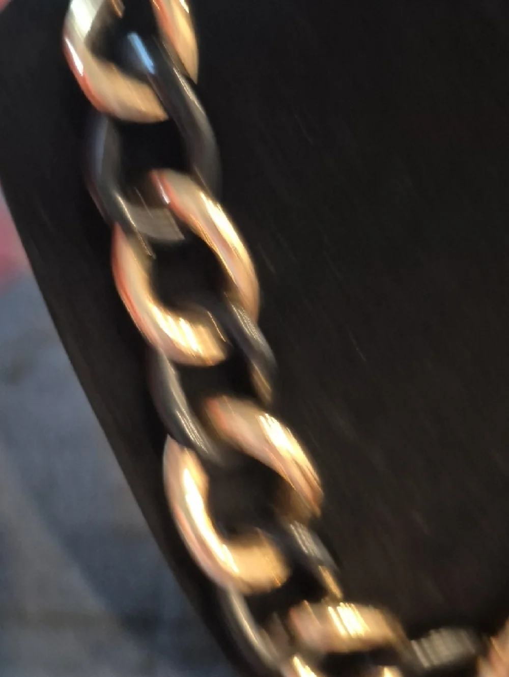 Gold and Black Chunky Metal  Chain Link Necklace - Women Jewelry